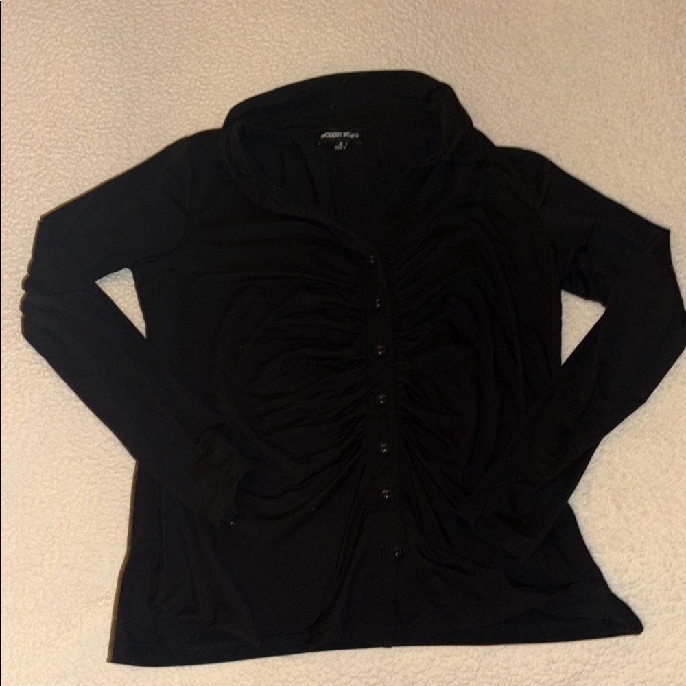 New York & Company Black Button-Down Shirt
